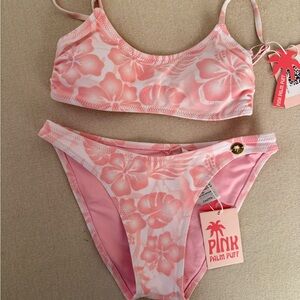 Pink Palm Puff Tropical Bikini Set